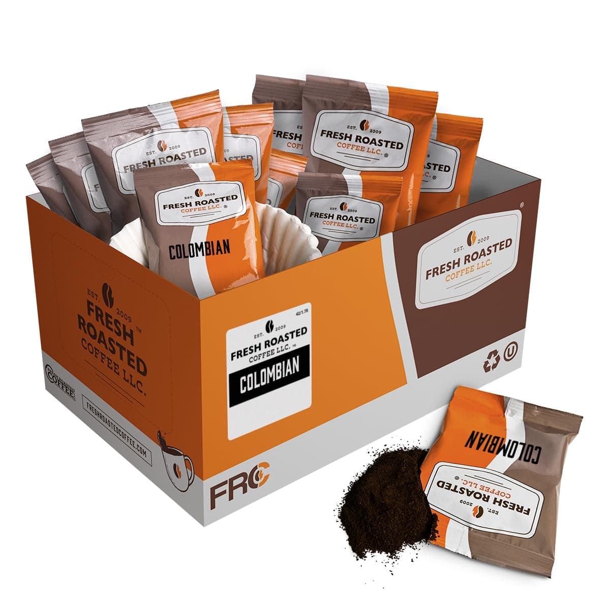 Fresh Roasted Coffee, Colombian, Pre-Ground Fractional Packs, 1.75 Ounce, 42 Count Colombian 1.75 Ounce (Pack of 42)