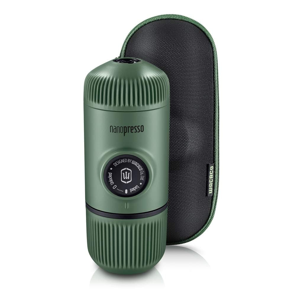 WACACO Nanopresso Portable Espresso Maker Bundled with Protective Case, Upgrade Version of Minipresso, Mini Travel Coffee Machine, Perfect for Camping, Travel and Office (Elements Moss Green) Case+Moss Green