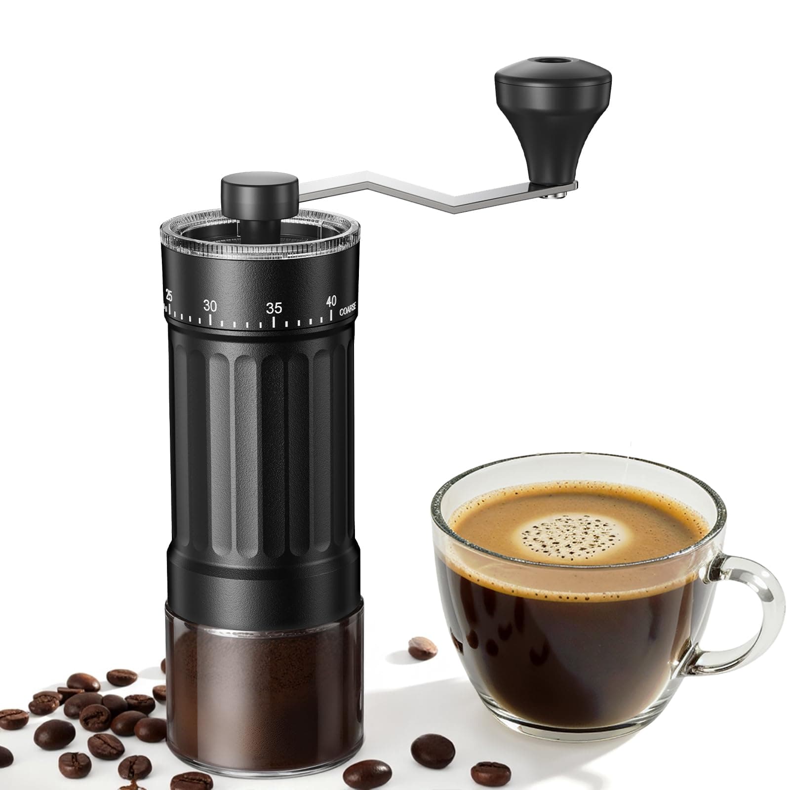 Mini Manual Coffee Grinder with 40 Adjustable Settings, Portable Hand Coffee Bean Mill with 30g Capacity, Conical Burr Coffee Grinder with Crank for Travel, Camping, Office, Espresso, Pour Over, etc Ceramic