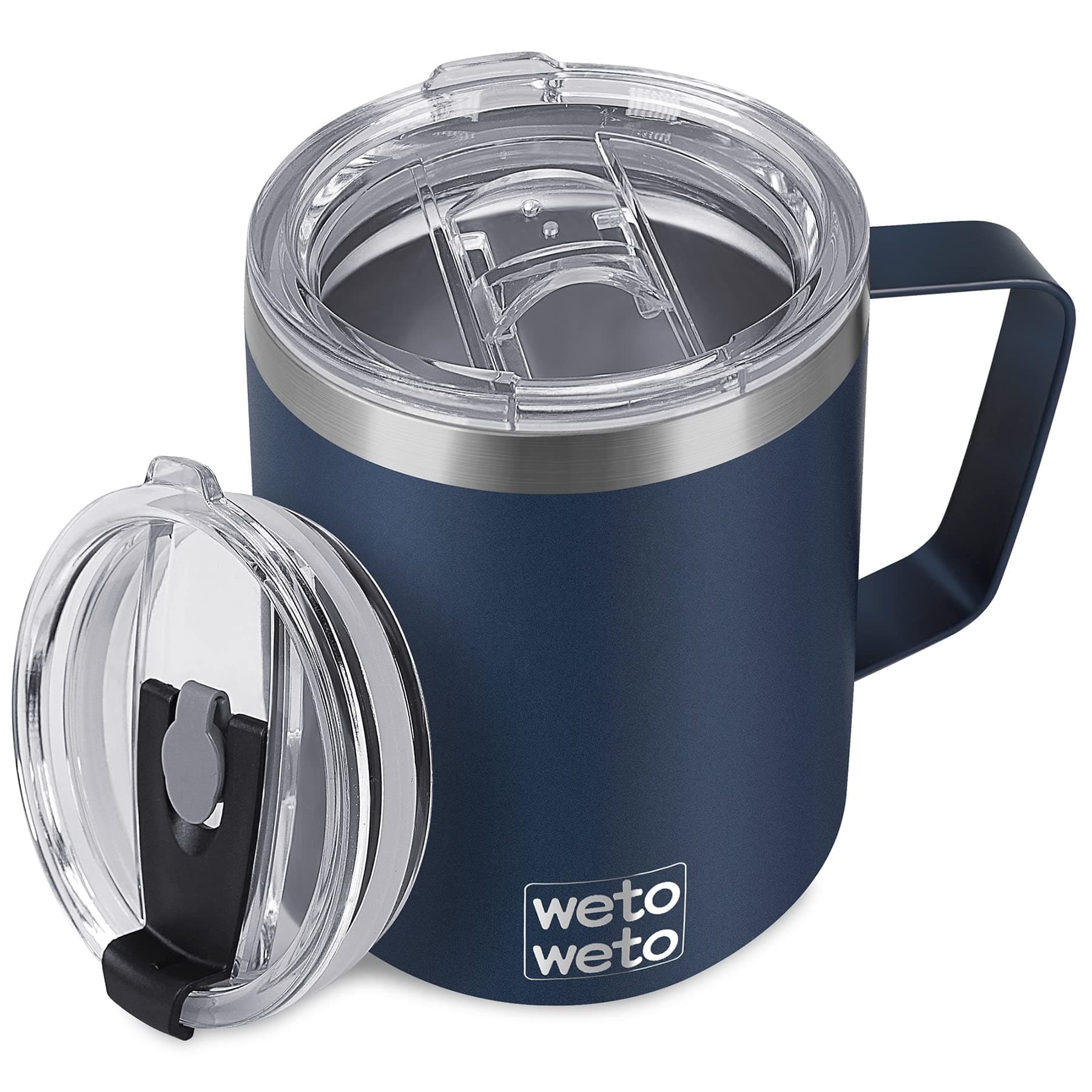 WETOWETO 14 oz Coffee Mug, Vacuum Insulated Camping Mug with Lid, Double Wall Stainless Steel Travel Tumbler Cup, Thermal Coffee Mug, Powder Coated Navy Blue A1-Navy Blue 1 Count (14 oz)