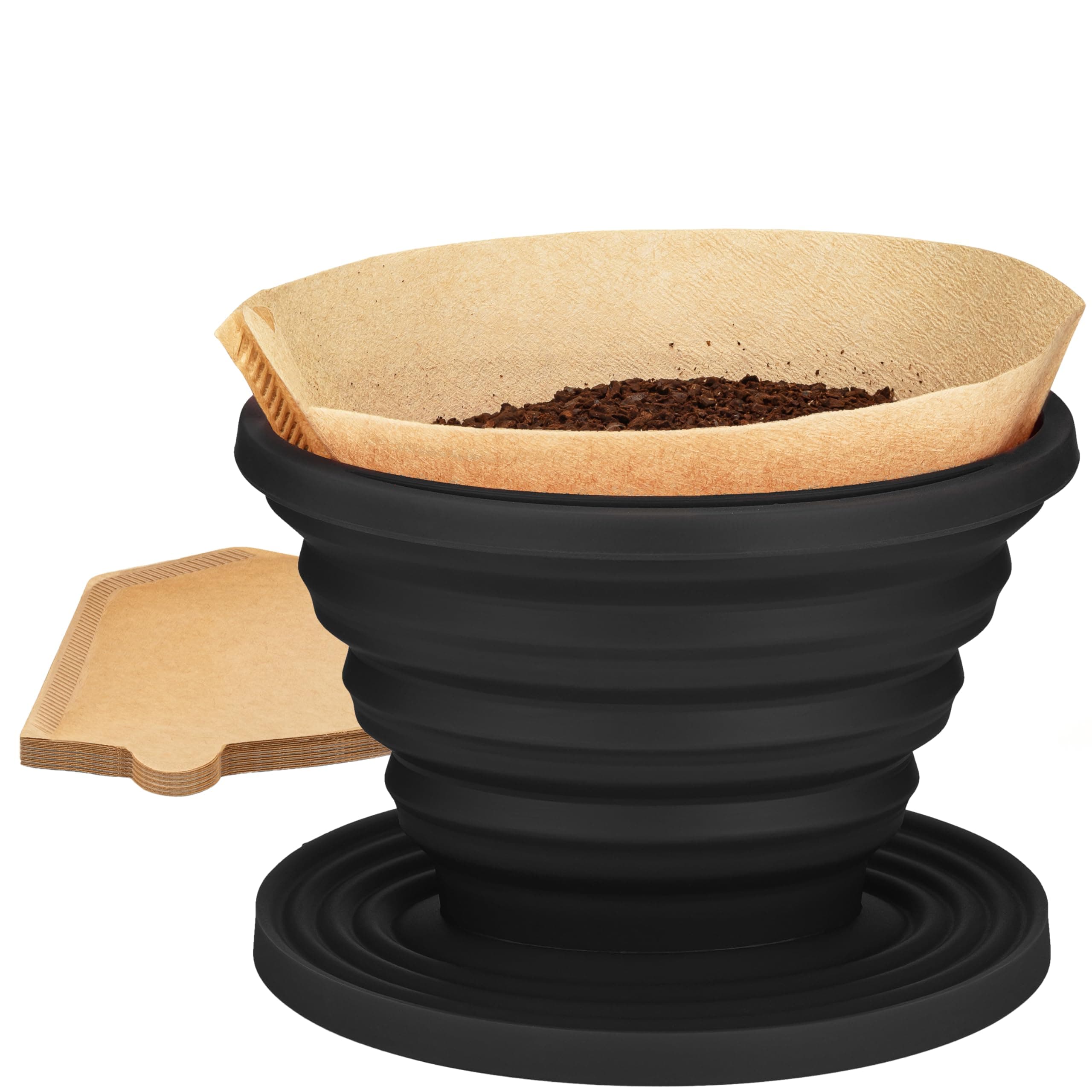 COLETTI Sierra Camping Pour Over Coffee Dripper — Collapsible Pour Over Coffee Dripper — Includes Pack of Paper Filters [Black, Pack of 1] Pack of 1 Black