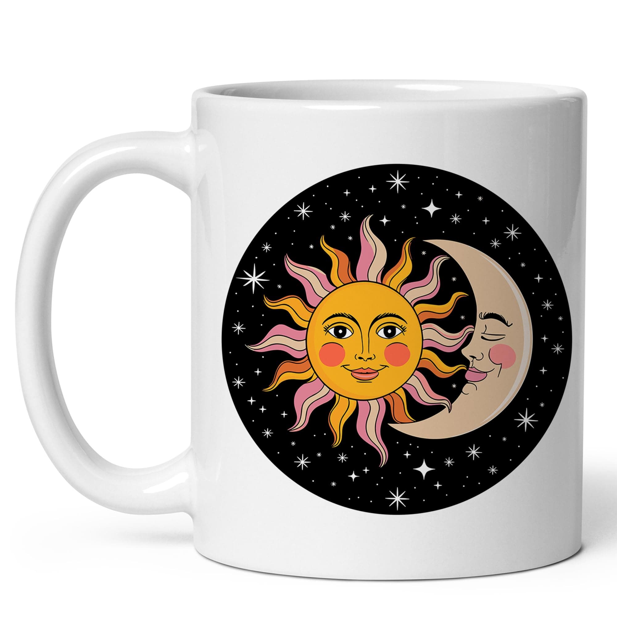 Sun And Moon Ceramic Coffee Mug 11oz Celestial Yin Yang Solar Lunar -Tea Coffee Mug with Comfortable Grip - Unique Fun Gift Cup for Office or Home - Vibrant Long-Lasting Print ID44991