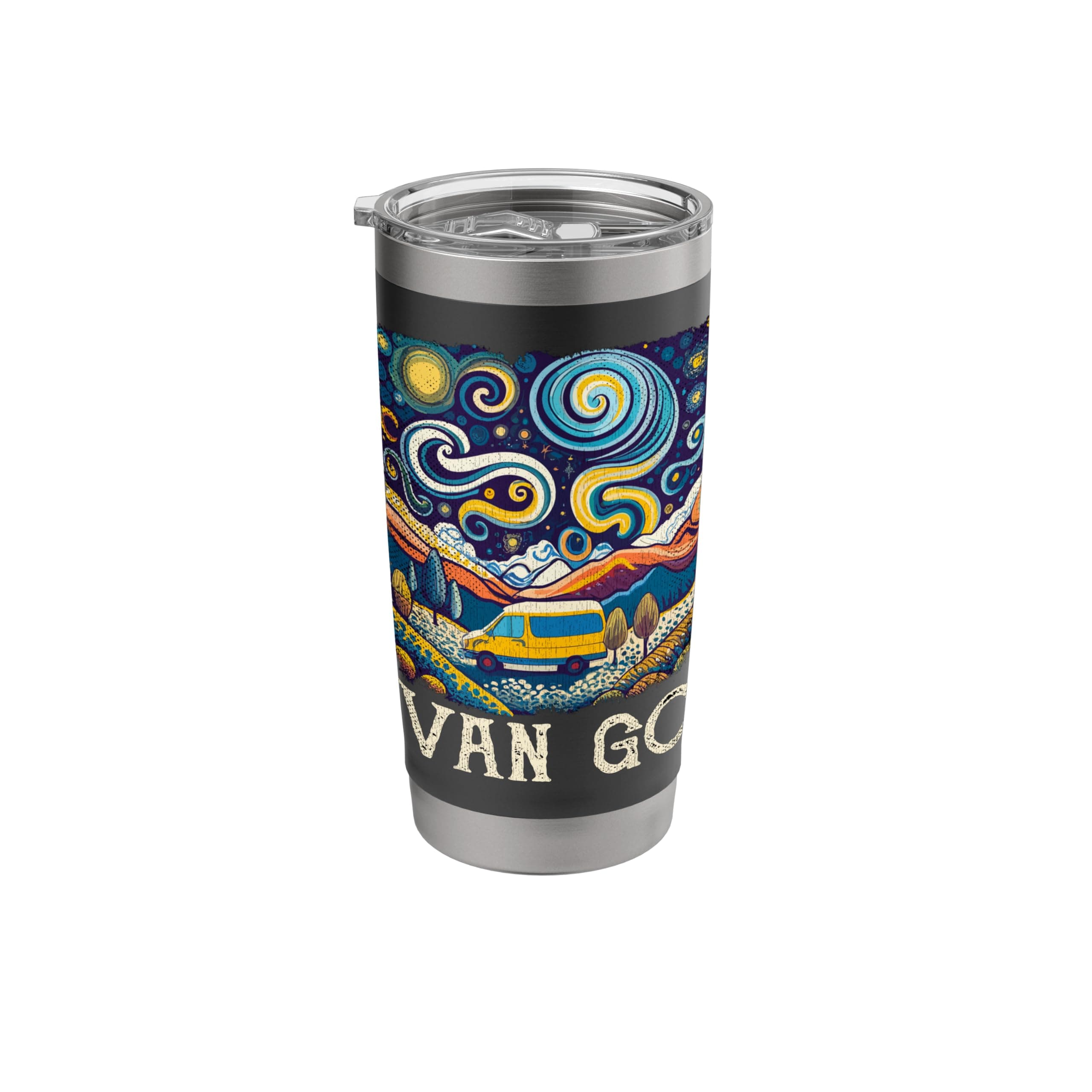 Van Life Vintage Van Dwellers Retro Vanlife Nomads Stainless Steel Insulated Tumbler Black 20 Ounces
