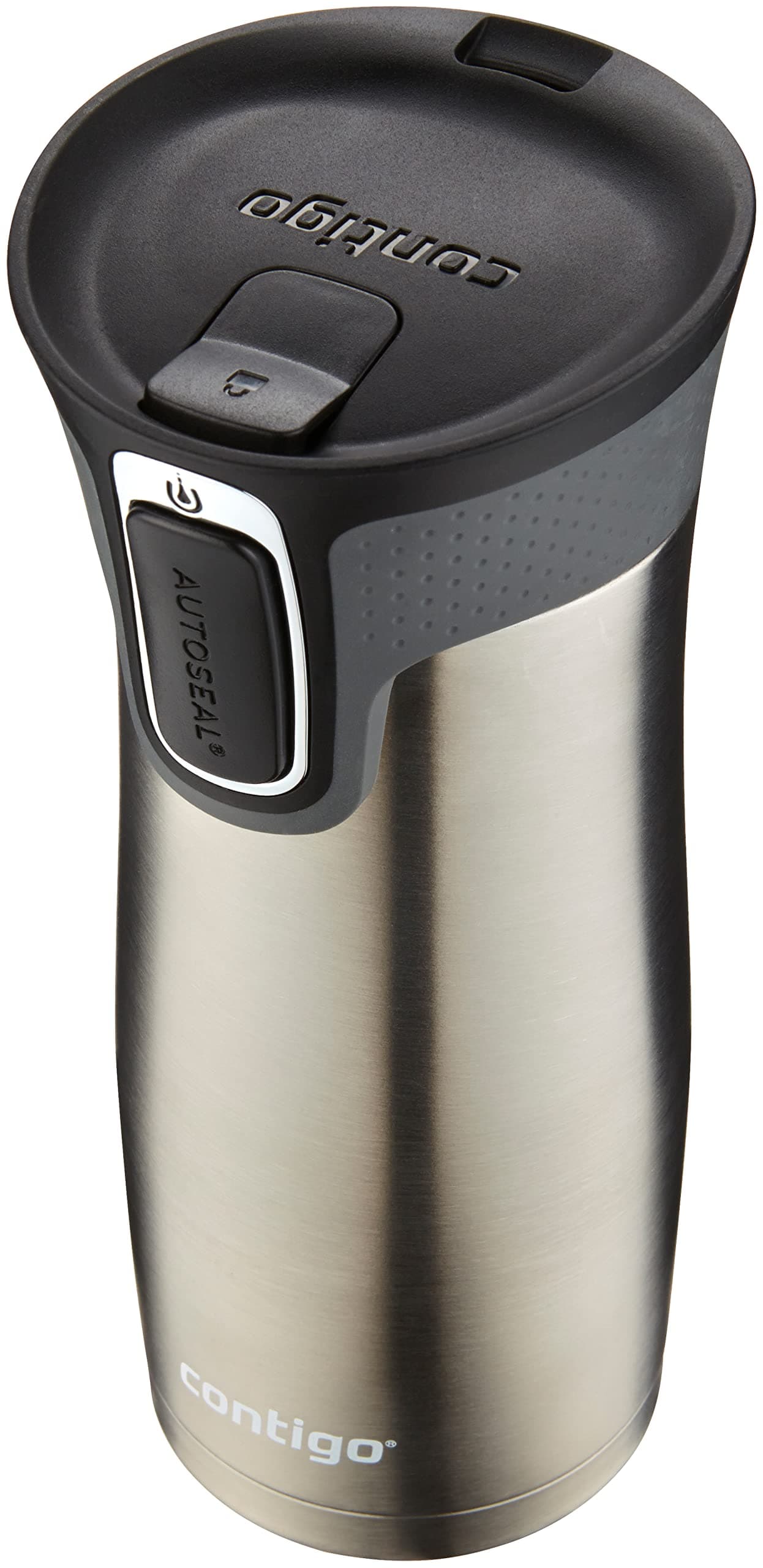 Contigo West Loop Stainless Steel Travel Mug with AUTOSEAL Lid, 16oz., Stainless Steel/Black West Loop 2.0 Stainless Steel/Black 16oz (Single Pack)