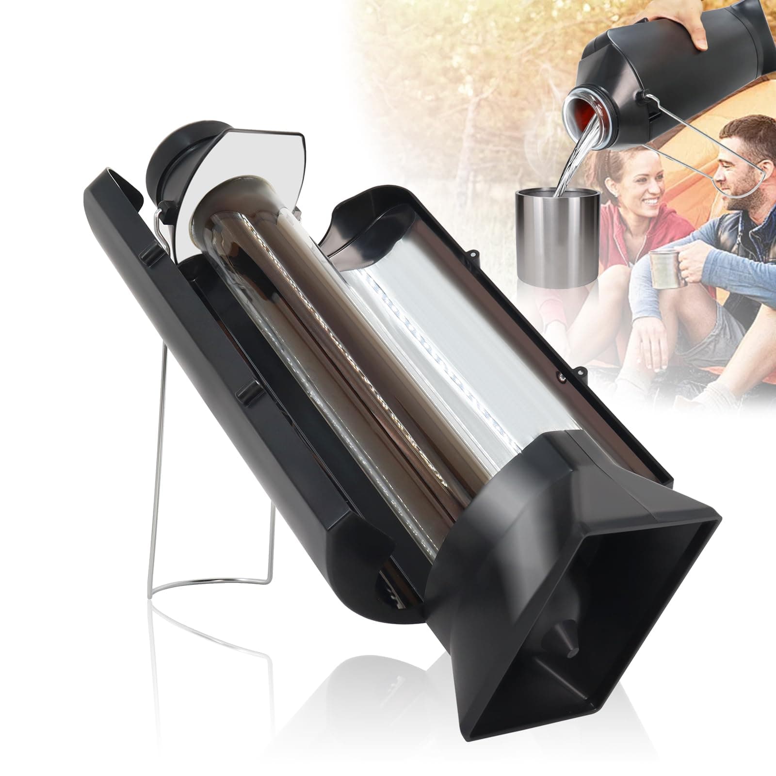 Femitu Upgrade Sun Kettle XL for Camping, Portable Solar Water Heater Distiller Water Boils 33.8oz for Hunting, Home, Survival Gear & Backpacking, Heats Up to 212°F, NO FUEL XL/33.8Oz