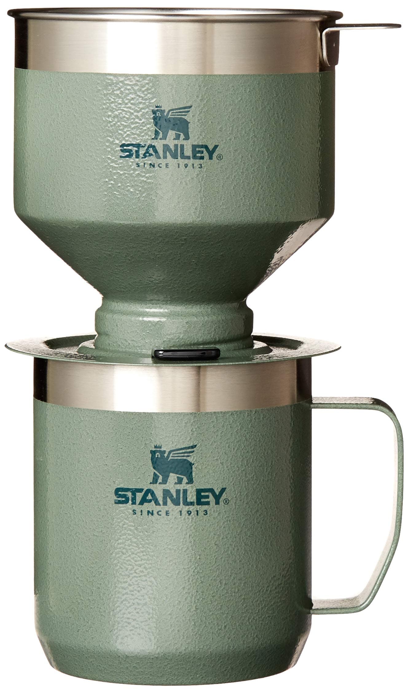 STANLEY Perfect Brew Pour Over Set | 12 oz Camp Mug with Lid Included | Drip Coffee Maker with Reusable Filter | Insulated Stainless Steel | BPA-Free | Hammertone Green Hammertone Green 12 oz